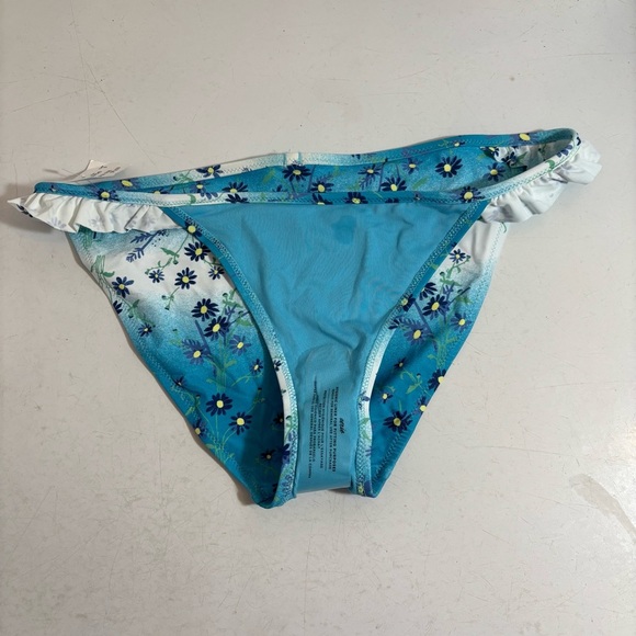 BNWT Aerie women’s blue floral ruffled bikini swim bottoms in size small - Picture 3 of 8
